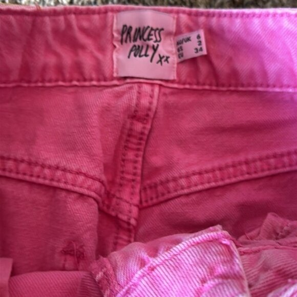 Princess Polly 2 Pink High Rise Mom Cutoffs - Picture 6 of 11